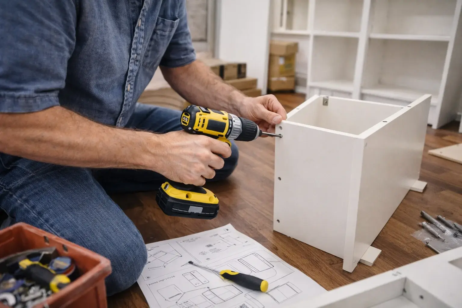 Flatpack furniture assembly for wardrobes shelving and cabinets in Melbourne